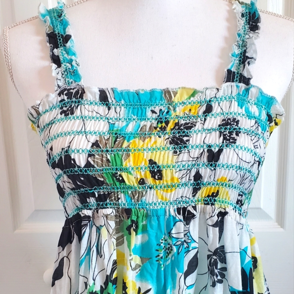 Energie Stretch Maxi Dress Beachy Boho Cottagecore Cute Summer Floral Medium